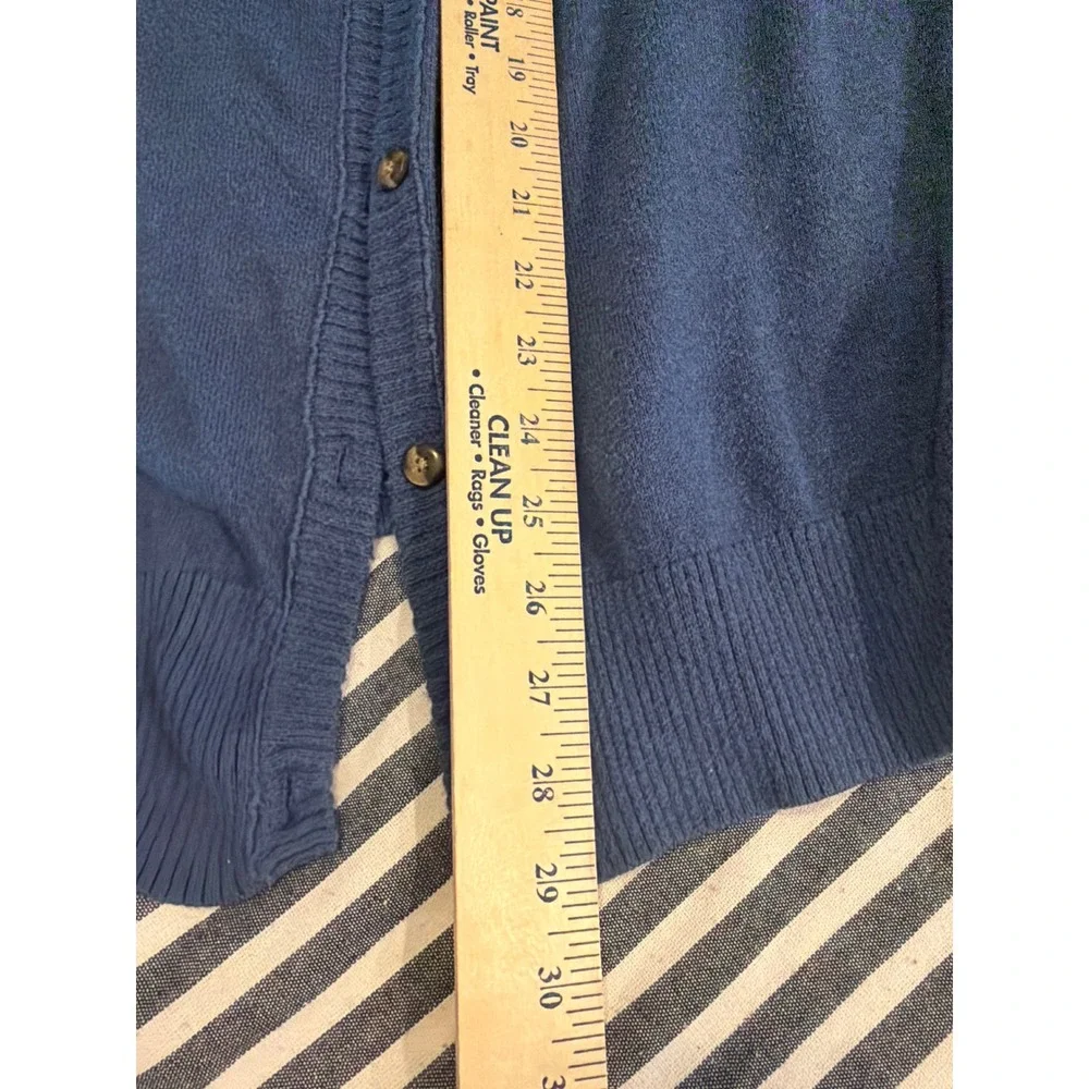 LL Bean Blue Cotton‎ Cashmere Blend Button Cardigan Sweater Large 290404